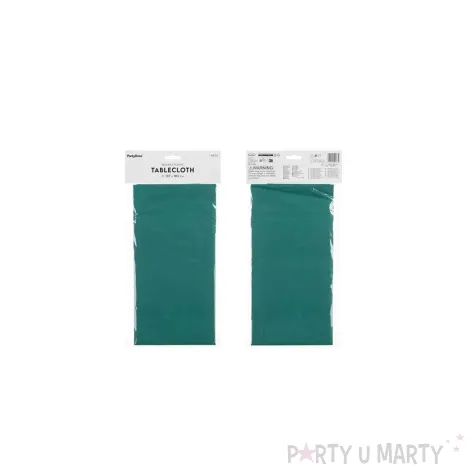 dekoracja stolu na urodziny obrus syntetyczny monokolor zielony ciemny 137x183 cm