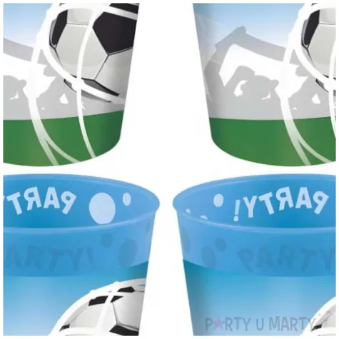 dekoracja stolu na urodziny pilkarza kibica plastikowe kubeczki wielorazowe pilka nozna 4 szt
