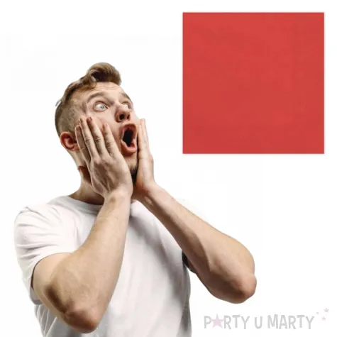 dekoracja stolu na urodziny serwetki papierowe monokolor czerwone 33 cm 20 szt