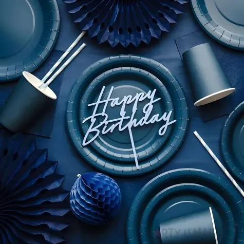 dekoracja stolu na urodziny serwetki papierowe monokolor granatowe 33 cm 20 szt