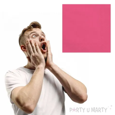 dekoracja stolu na urodziny serwetki papierowe monokolor rozowe ciemne 33 cm 20 szt