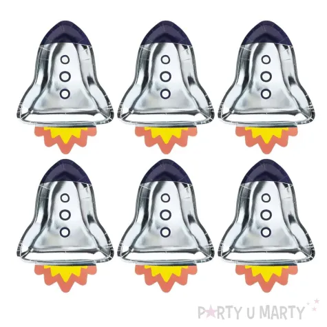 dekoracja stolu na urodziny talerzyki papierowe kosmos rakieta jednorazowe naczynia 6 szt