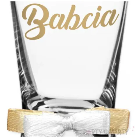 dekoracja stolu na wesele oszukany slubny kieliszek do wodki babcia z kokardka 25 ml