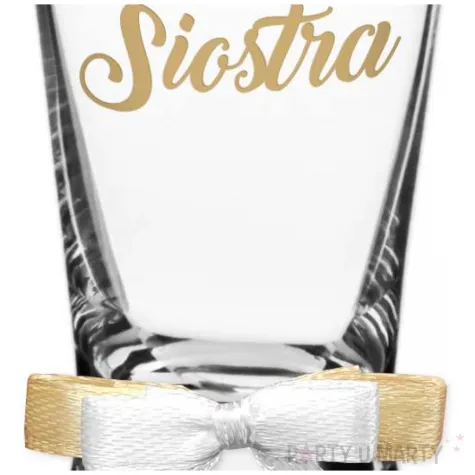 dekoracja stolu na wesele oszukany slubny kieliszek do wodki siostra z kokardka 25 ml