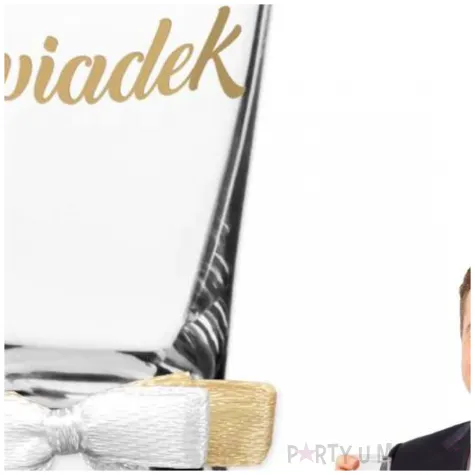 dekoracja stolu na wesele oszukany slubny kieliszek do wodki swiadek z kokardka 25 ml