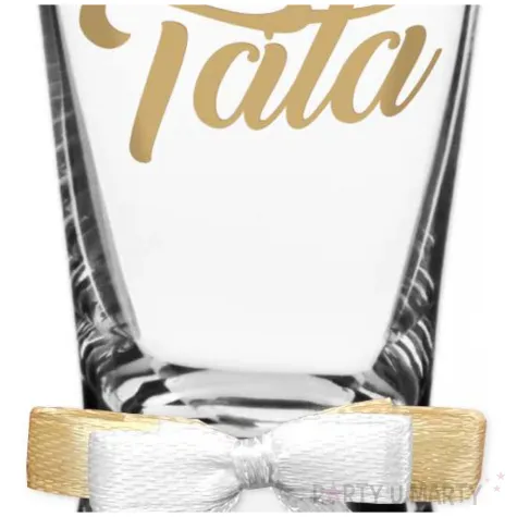 dekoracja stolu na wesele oszukany slubny kieliszek do wodki tata z kokardka 25 ml