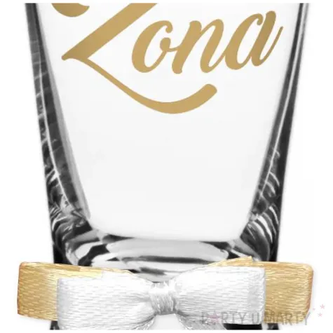 dekoracja stolu na wesele oszukany slubny kieliszek do wodki zona z kokardka 25 ml