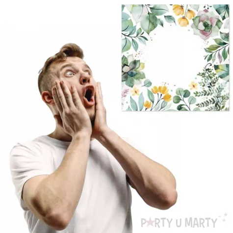 dekoracja stolu na wesele urodziny komunie serwetki papierowe kwiaty i liscie 33 cm 20 szt