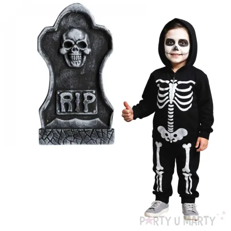 dekoracja styropianowa nagrobek rip i czaszka carnival 40 cm
