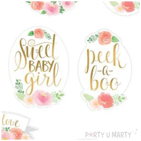 dekoracja sweet baby girl kwiatowa kompozycja mix amscan 12 szt