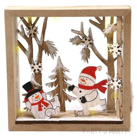 dekoracja swiateczna ramka led drewno guirca 16 cm