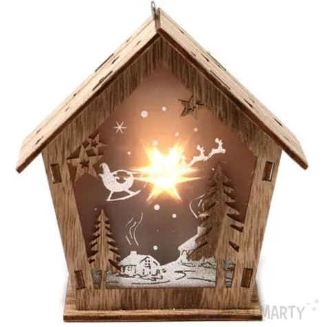 dekoracja swiateczna szopka led drewno guirca 11 cm