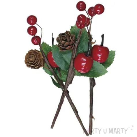 dekoracja swiateczne galazki dzikiej rozy titanum 3 szt