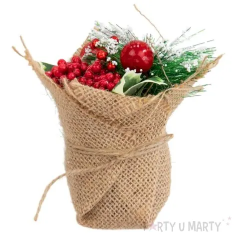 dekoracja swiateczny stroik worek jutowy partypal 12 cm