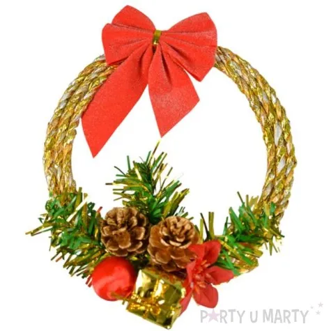 dekoracja swiateczny wieniec zloty arpex 16 cm