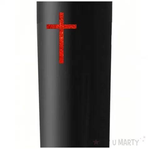 dekoracja swieca led brokatowy krzyz czarno czerwony 17x5 cm