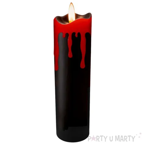 dekoracja swieca led splywajaca krew czarno czerwony 17x5 cm