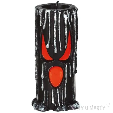 dekoracja swieca o demonicznej twarzy guirca 15x7 cm