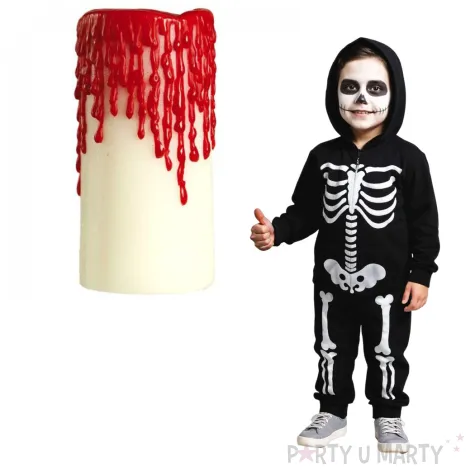 dekoracja swieca pamazana krwia guirca 10x5 cm