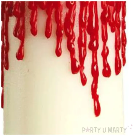 dekoracja swieca pamazana krwia guirca 10x5 cm