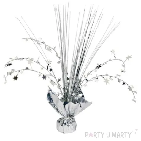 dekoracja sylwestr na stol 30 cm srebrna 1 szt