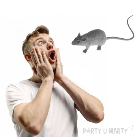 dekoracja szczur z ogonem szary 5 cm