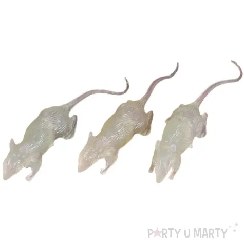 dekoracja szczury swiecace bialy guirca 3 szt 7 cm