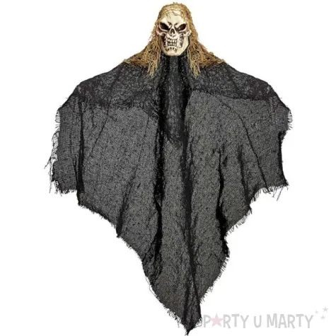 dekoracja szkielet z wlosami czarna widmann 50 cm