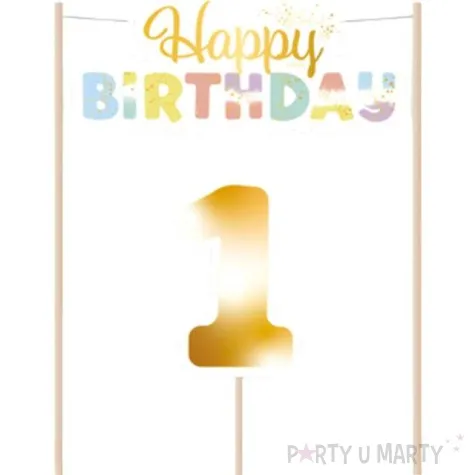 dekoracja topper 1 urodziny mix amscan 14 cm