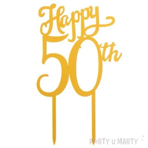 dekoracja topper 50 urodziny zloty dekora 16 cm
