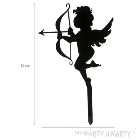 dekoracja topper amor z lukiem czarny dekora 10 cm