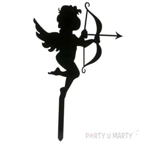 dekoracja topper amor z lukiem czarny dekora 10 cm