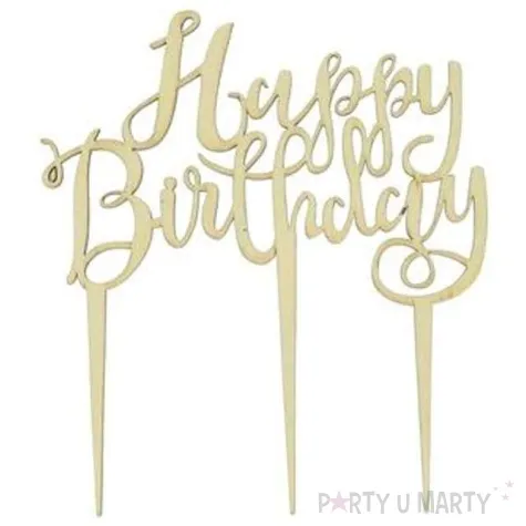 dekoracja topper happy birthday drewno godan