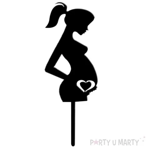 dekoracja topper kobieta w ciazy czarny dekora 10 cm