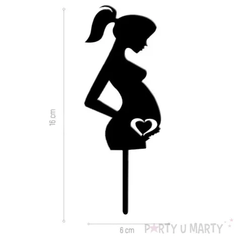 dekoracja topper kobieta w ciazy czarny dekora 10 cm