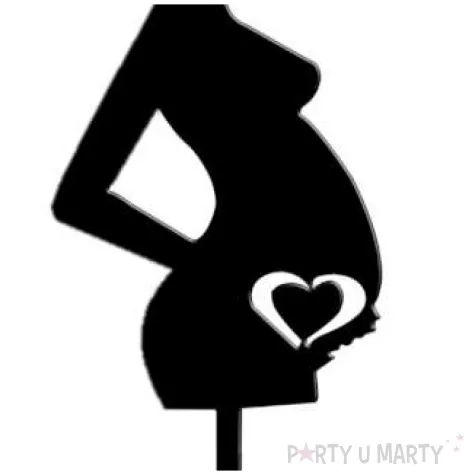 dekoracja topper kobieta w ciazy czarny dekora 10 cm