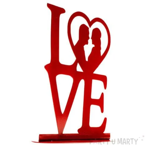 dekoracja topper love metal czerwony dekora 19 cm