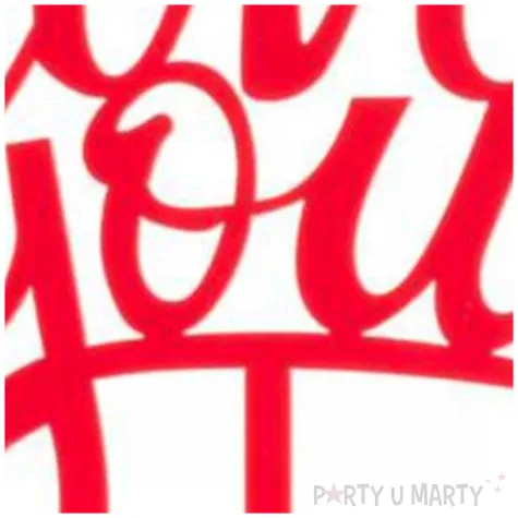 dekoracja topper love you czerwony dekora 13 5 cm