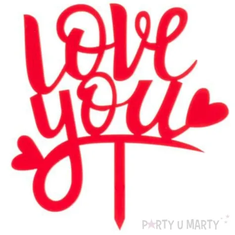 dekoracja topper love you czerwony dekora 13 5 cm