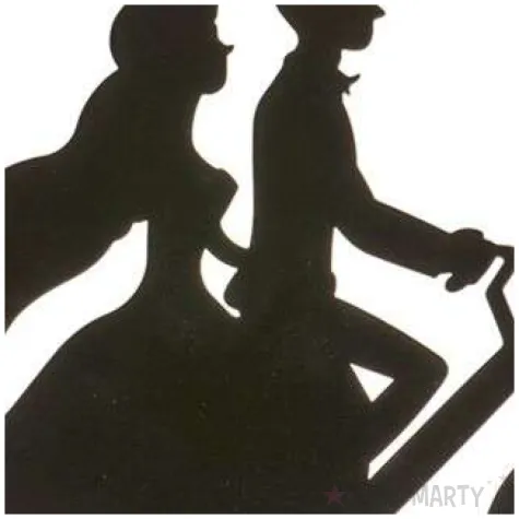 dekoracja topper para mloda na rowerze metal czarny dekora 18 cm