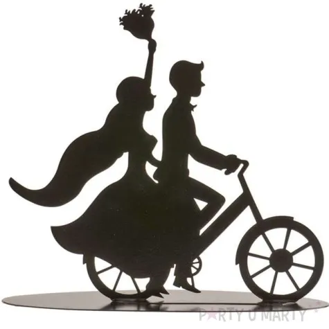 dekoracja topper para mloda na rowerze metal czarny dekora 18 cm