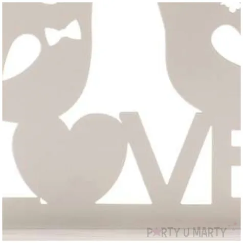 dekoracja topper slowikowe love metal bialy dekora 12 cm