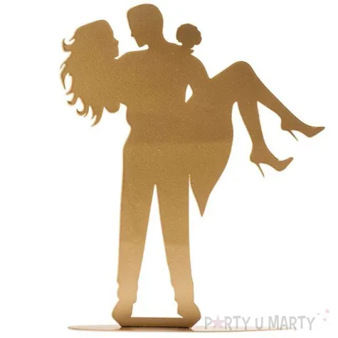 dekoracja topper zakochana para mloda metal zloty dekora 18 cm