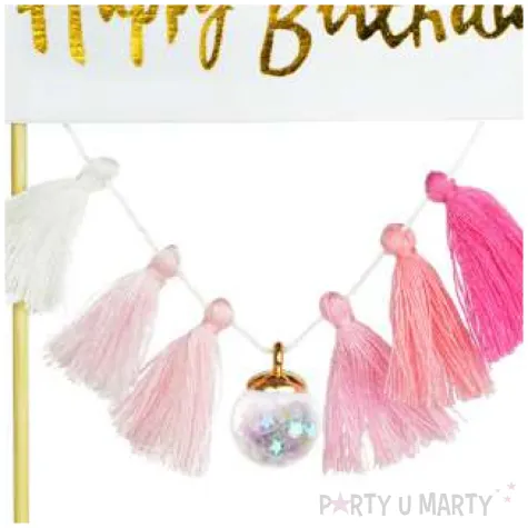 dekoracja tortu happy birthday fredzelki rozowa arpex