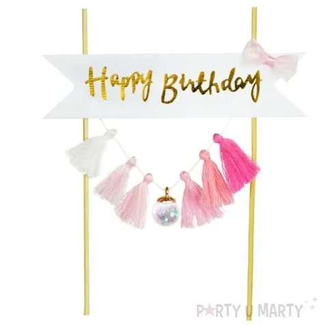 dekoracja tortu happy birthday fredzelki rozowa arpex