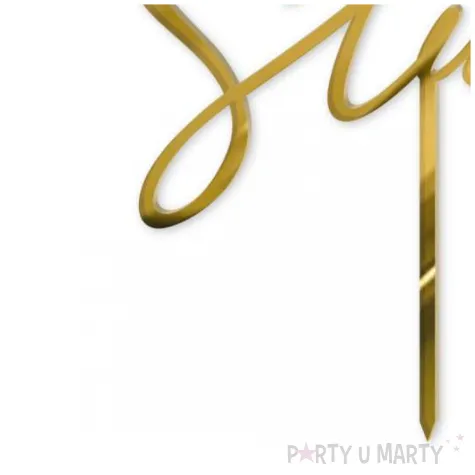 dekoracja tortu na 25 rocznice slubu topper z lustrzanej pleksy zloty 13 x 17 cm