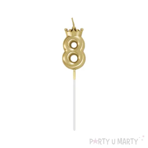 dekoracja tortu na 80 18 urodziny rocznice swieczka tortowa cyfra 8 zlota szampanska glamour