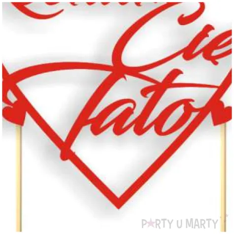 dekoracja tortu na dzien ojca 23 czerwca topper papierowy czerwone serce kocham cie tato