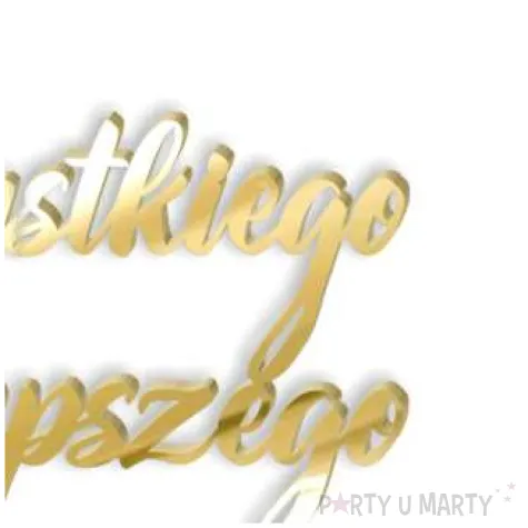 dekoracja tortu na urodziny topper akrylowy wszystkiego najlepszego zloty lustrzany 15 cm