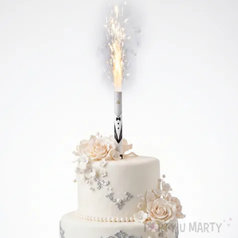 dekoracja tortu na wesele slub fontanna tortowa raca maz gold wedding 18 cm
